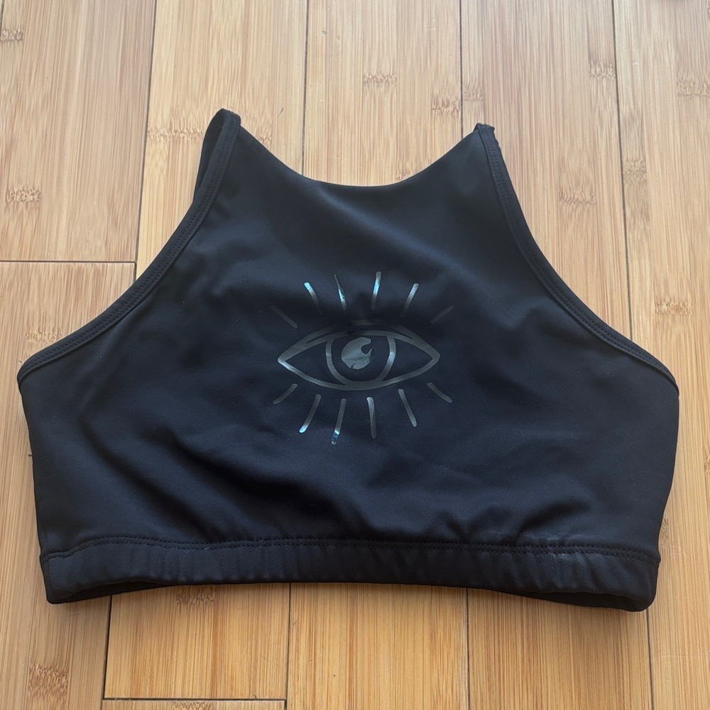 Black Sports Bra with Eye Design